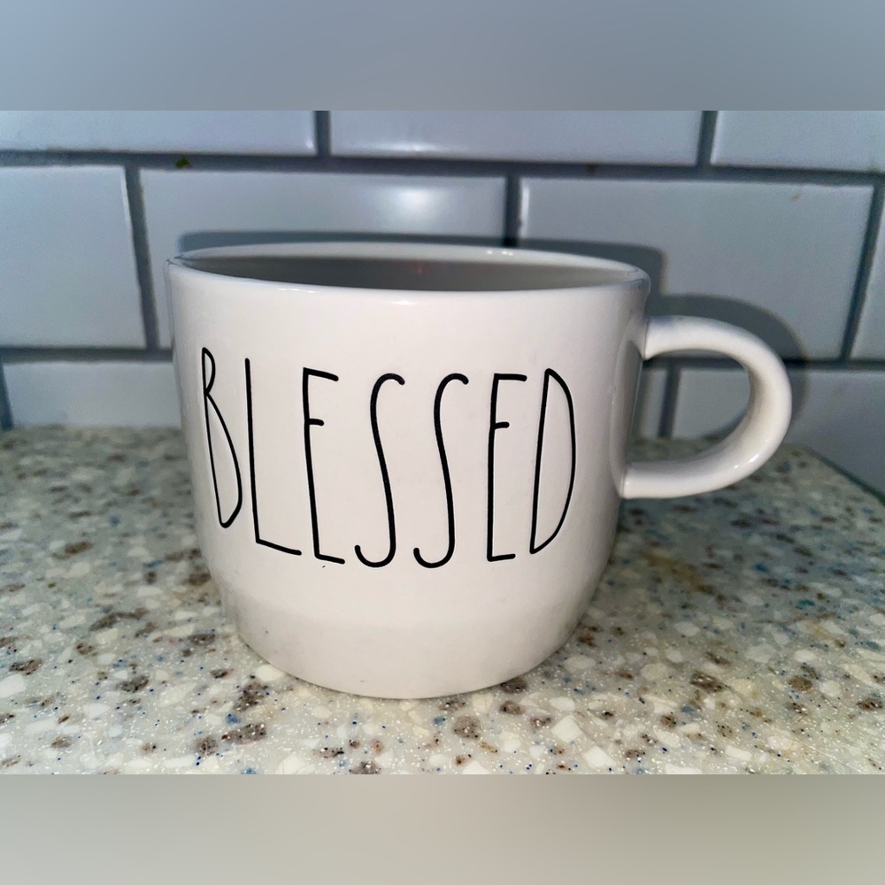 Rae Dunn White Ceramic Blessed Mug